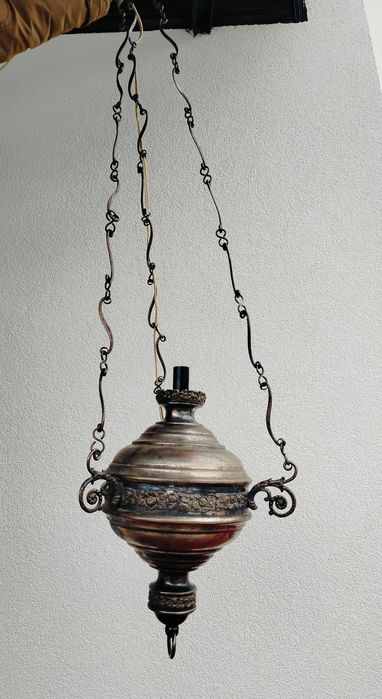 Stara lampa koscielna platerowana zabytkowa