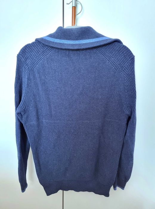 Salsa 100% algodão | Camisola azul com detalhes na gola e mangas, tamanho M