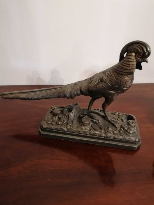 Par Elegante de Esculturas de Faisão em Bronze (Atribuição a Trodoux)