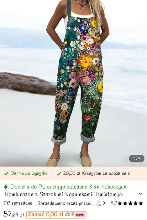 Strój, kostium - kwiaty, ogrodniczki