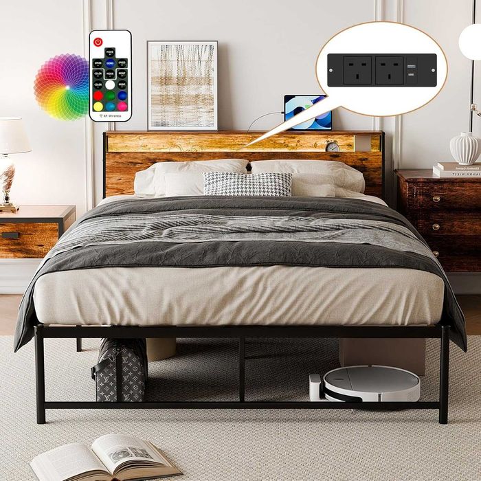 Nowe łóżko / stelaż / rama metalowa / 140x200cm / LED / USB !R258!