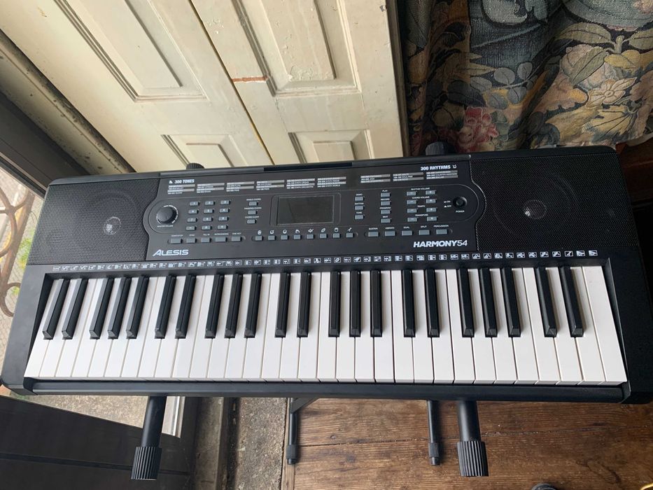 Teclado Alesis com saco de transporte e suporte