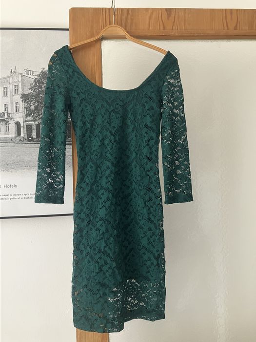 Pull & Bear sukienka damska zielona koronka roz.S