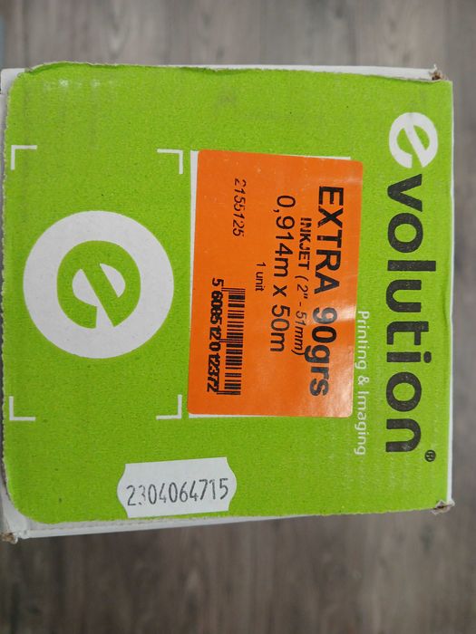 Rolo Papel Plotter, A0, 914 mm x 50 m, 90g/m², Opaco