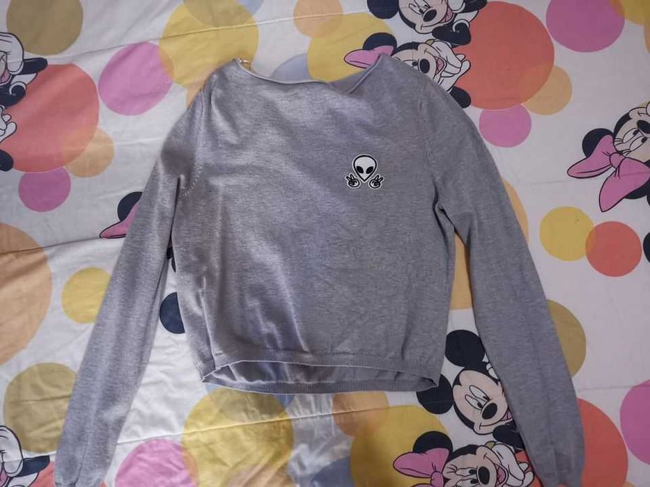 Pullover Cinzento Cropped