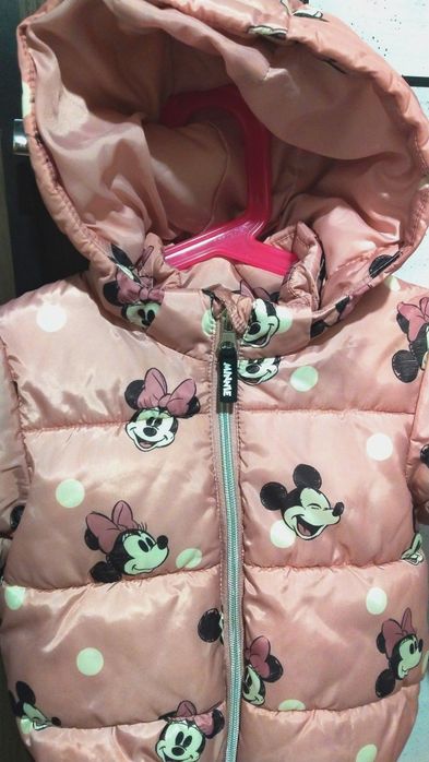 Kurtka zimowa H&M 86 MYSZKA minnie Miki Mickey Mini z kapturem disney