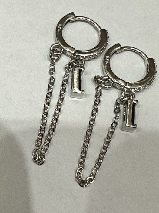 Серьги серебряные с черными цирконами, 925