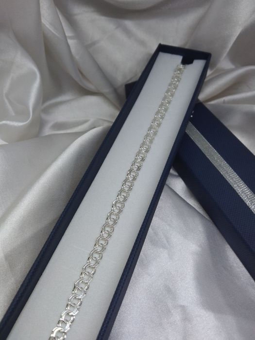 Srebrna bransoletka Garibaldi, próba 925, długość 21 cm