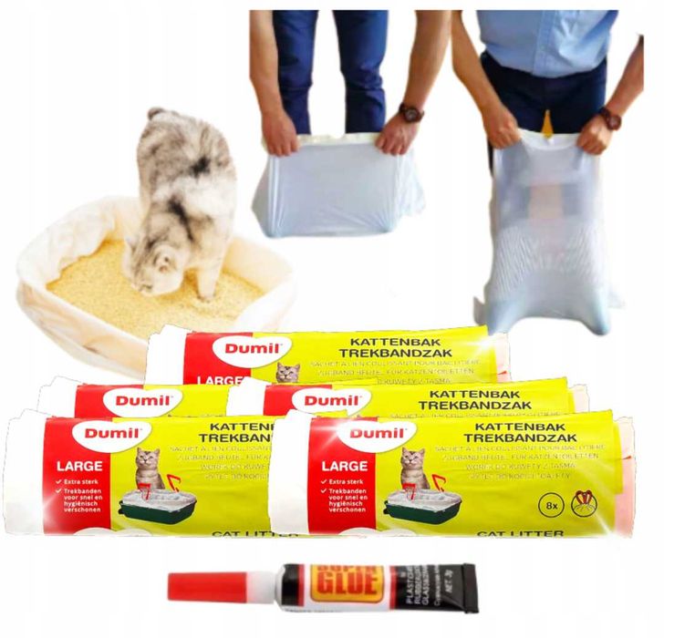 5× dumil worki do kuwety 87 x 37 cm x 37,5 cm + klej super glue1 szt