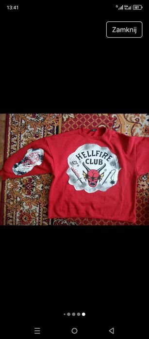 Bluza crewneck unikat custom hellfire stranger things hell fire knit