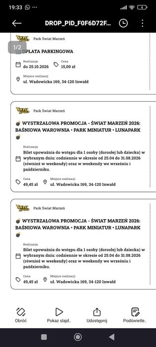 Inwałd Park Świat Marzeń 4 bilety