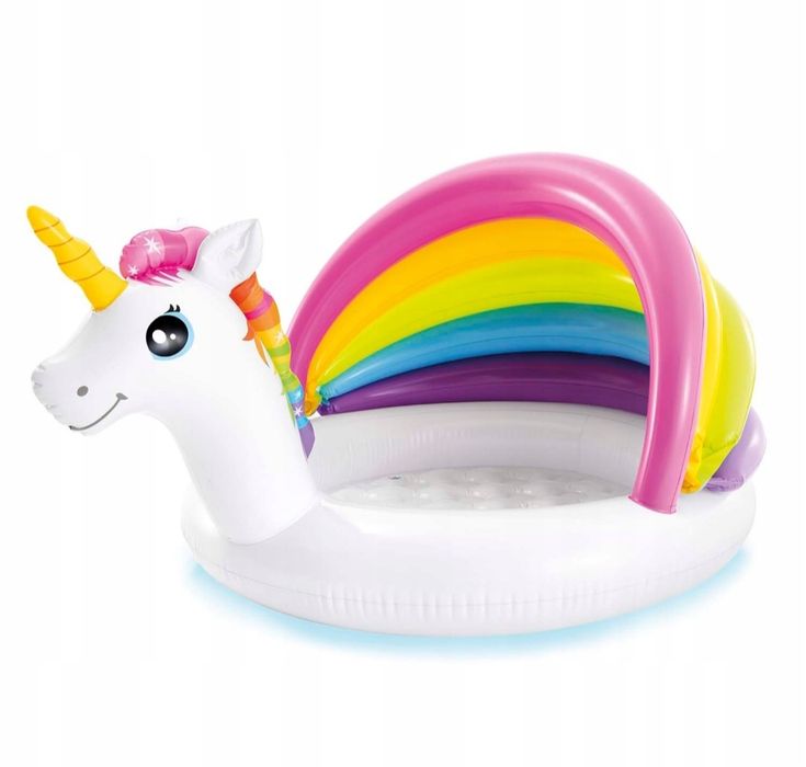 Basen dmuchany okrągły z daszkiem Intex 127 x 102 cm jednorożec dzieci