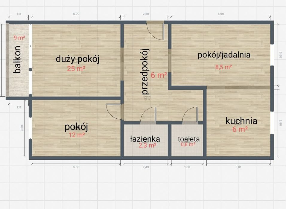 Mieszkanie 3 pokoje z kuchnią 60,60m² - Ostrów Wielkopolski