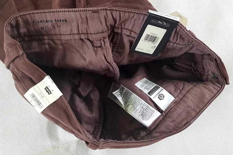Sztruksy Levi's XX Chino Standard Taper Stretch brązowe męskie W33/L34