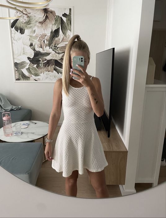 Biała, letnia sukienka H&M XS