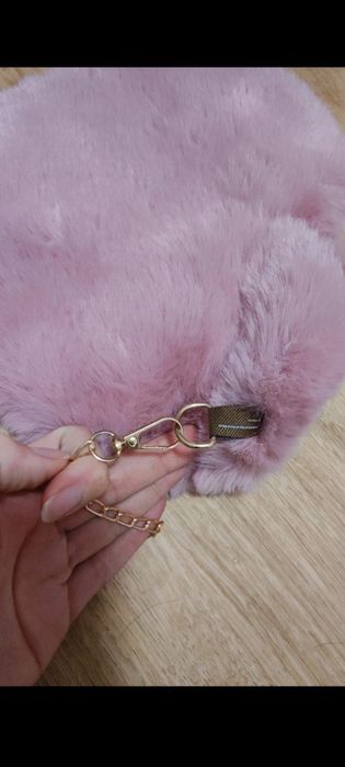 Torba torebka serce miś futerko różowa na łańcuszku nowa włochata