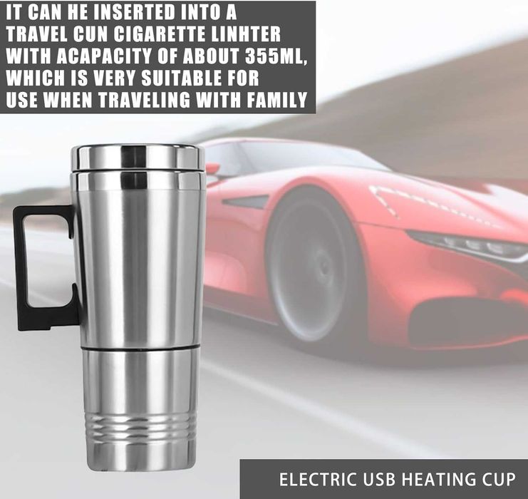 Molbory 12 V Czajnik Samochodowy, USB, 500ml, Przenośny Kubek Grzewczy