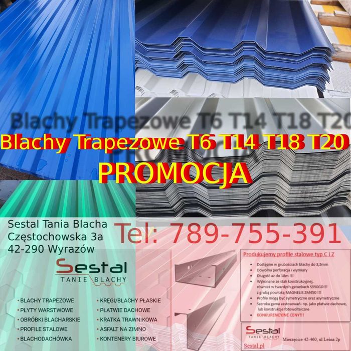 Blacha falista trapezowa Ral 7016, T18, Grafit Lub Inny Kolor, stodoła