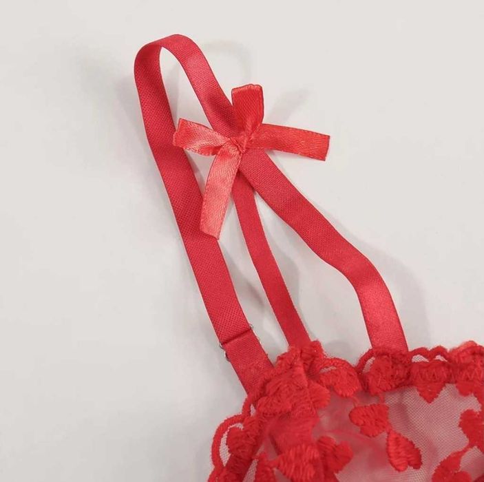 Koronkowa bielizna seksowna czerwona komplet Walentynki