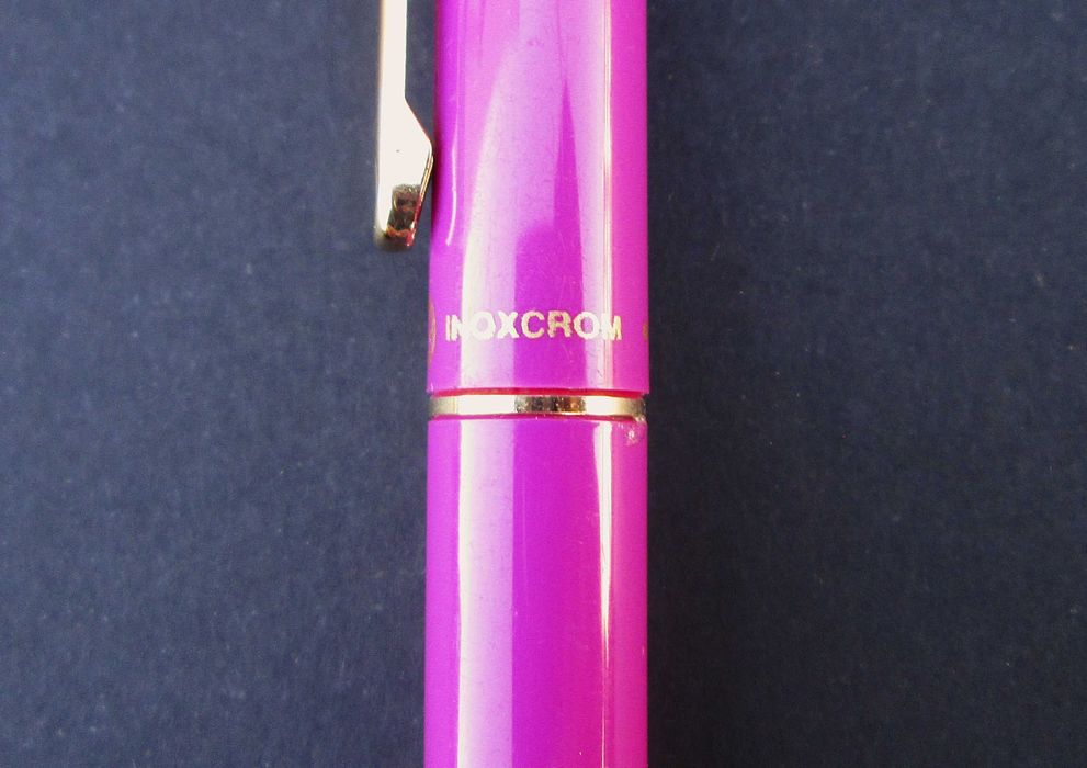 1980's Caneta INOXCROM modelo OXFORD c/ aparo "F" (traço fino) ESPANHA