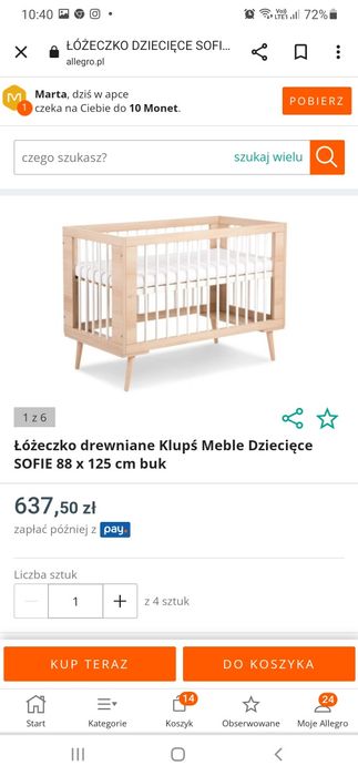 Łóżeczko drewniane
