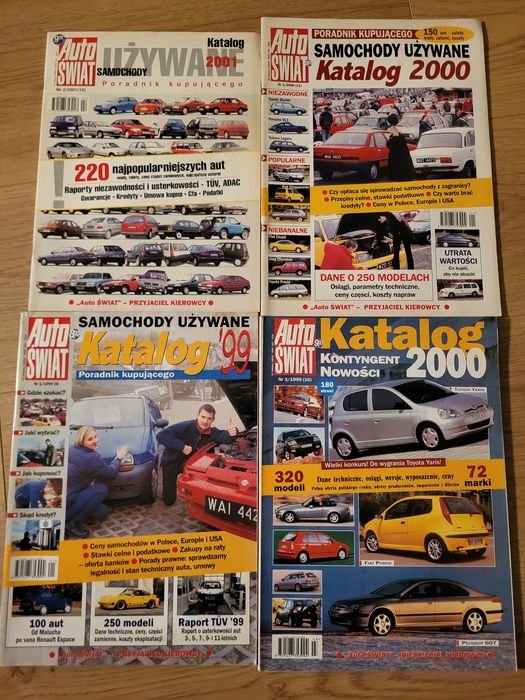 4 Katalogi Auto Świat samochody używane katalog 1999 oraz 2000