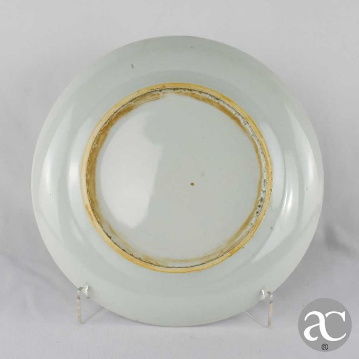 Par de pratos porcelana China, monograma, Reinado Qianlong 1736 a 1795