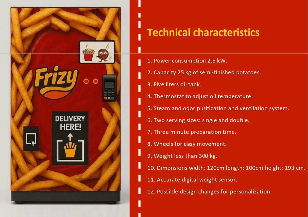 máquina de venda automática de batatas fritas belgas