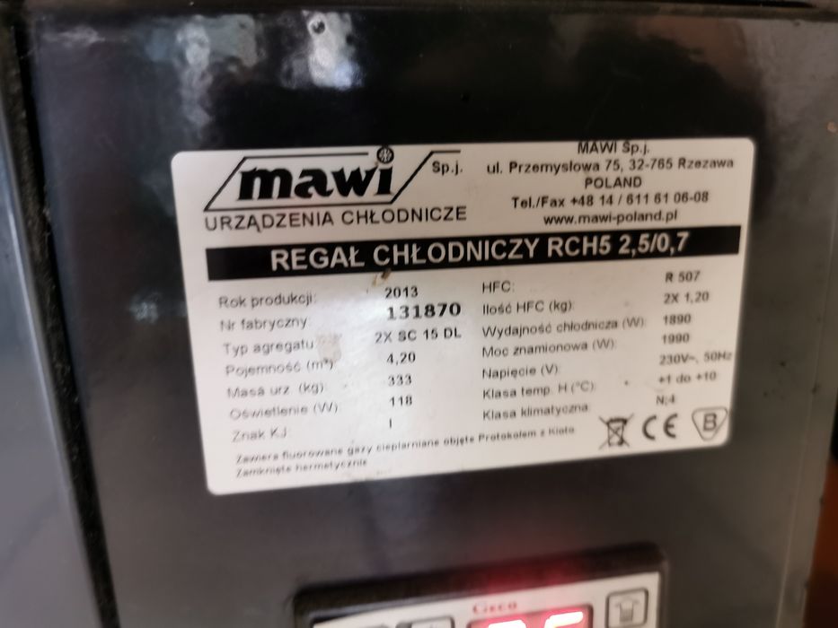 Regał szafa chłodniczy  nabialowa mawi 250cm