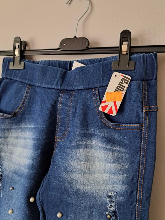 Nowe spodnie jeans Legginsy S/36 moraj koraliki