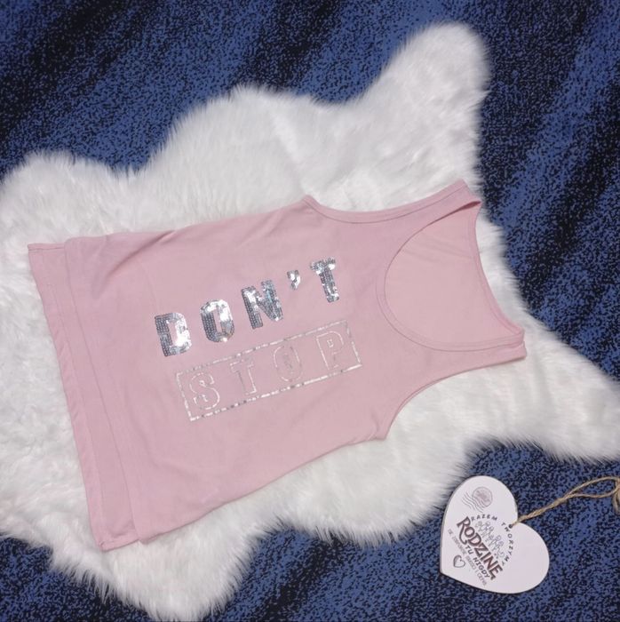 podkoszulek 140 bluzka koszulka top t-shirt bez rękawów cekiny lato