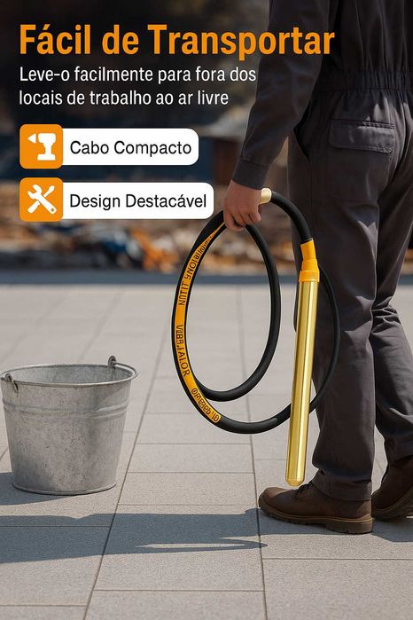 Vibrador de cimento / concreto / Betão 1300w - 2M Novo