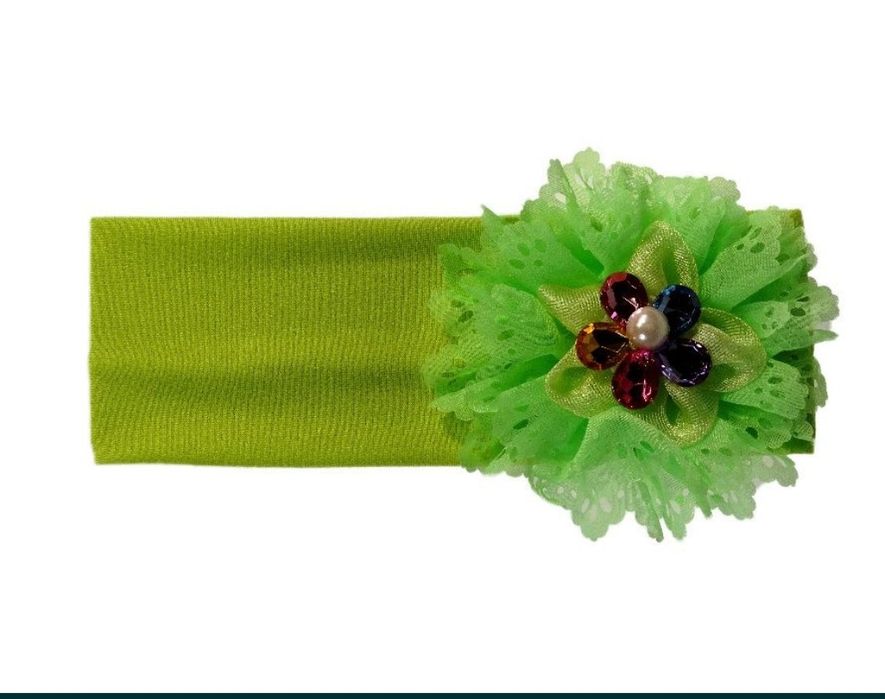 Opaska Bawełna Kwiat Cyrkonie Różne Kolory