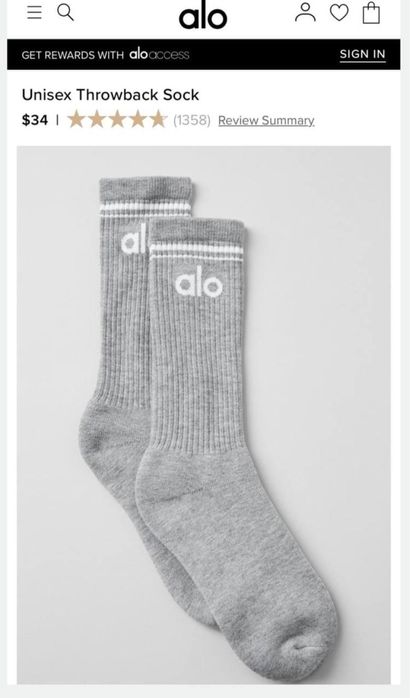 Шкарпетки носки  Unisex Throwback Sock  Alo Yoga