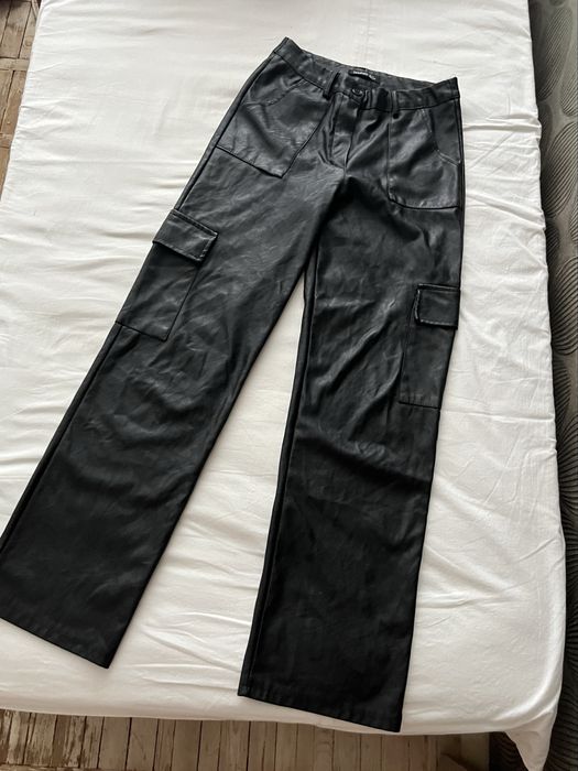 шкіряні теплі брюки з флісом