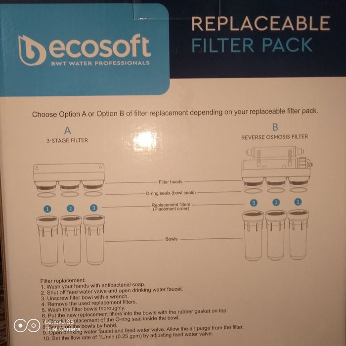 Набор картриджей ecosoft 1-2-3 системы обратный осмос .