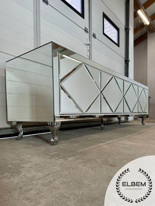 Szafka RTV Glamour - Lustrzana / FAZOWANE ROMBY