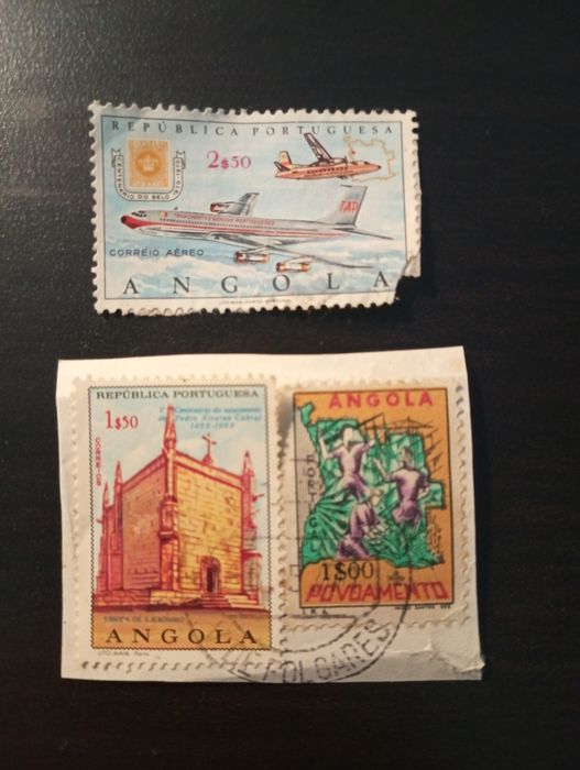 3 selos antigos Angola 1965 ; 1968 ; 1970