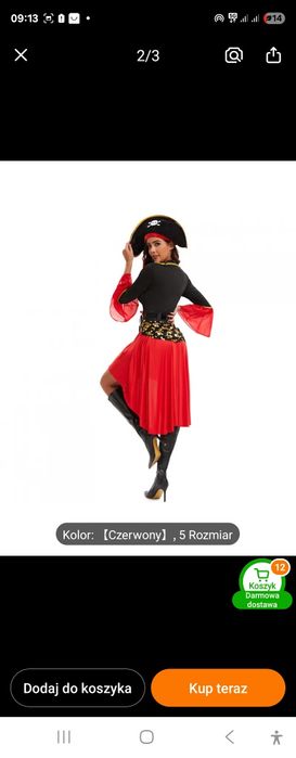 Strój piratka 3 części XXL