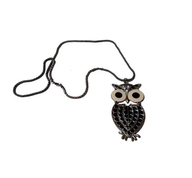 najszyjnik wisiorek długi sowa vintage