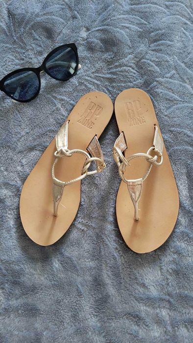 Złote klapki eko skórka BP zone