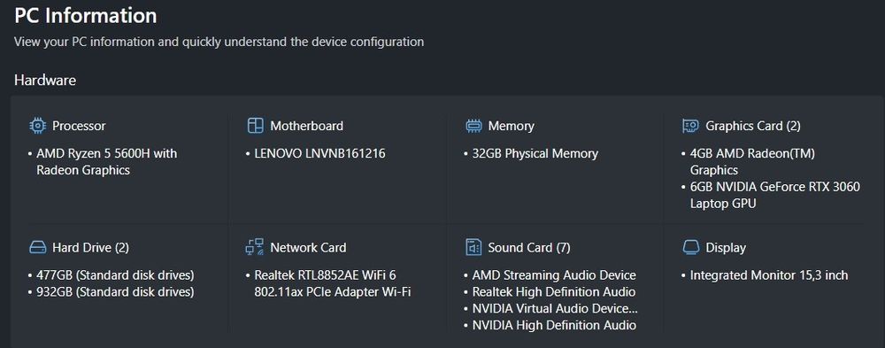 Ноутбук Lenovo Legion 5 15ACH6H rtx 3060, 32 gb ram, покращений