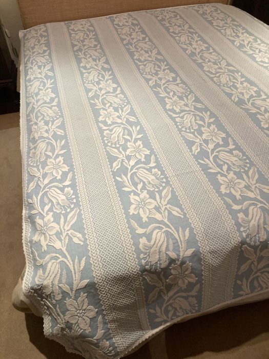 Colcha de cama de casal azul, de algodão- NOVA