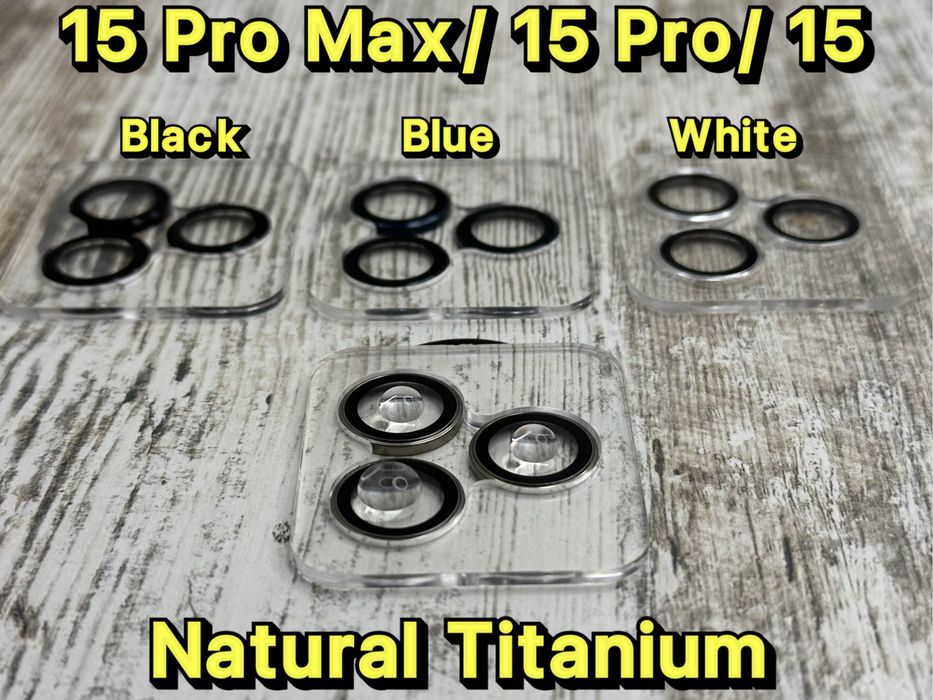 Раздельное стекло на камеру iPhone 15 Pro Max/ 15 Pro/15. Линзы. Метал