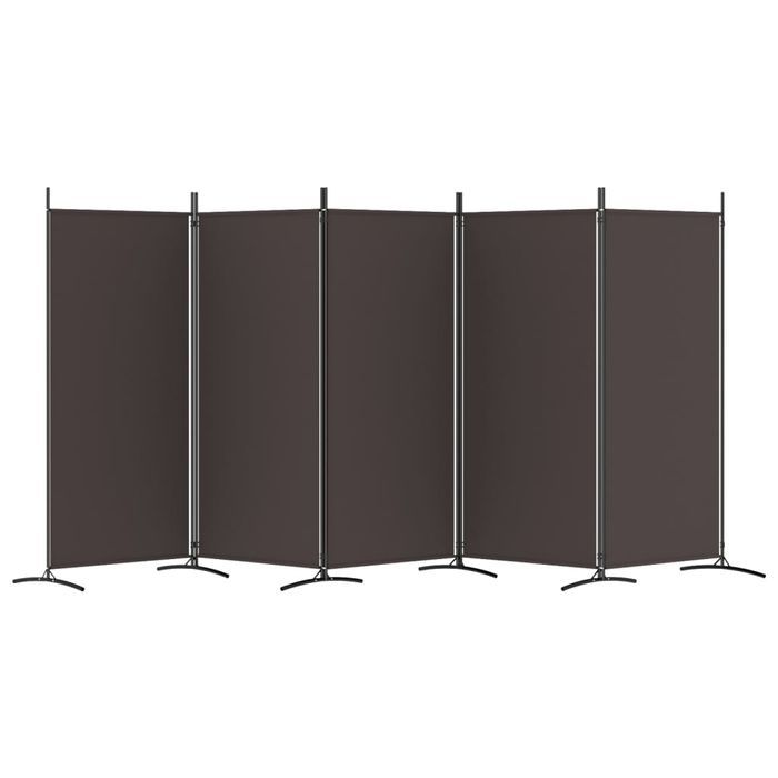 vidaXL Parawan 5-panelowy, brązowy, 433x180 cm, tkanina