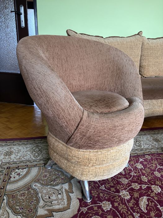 Sofa z funkcją spania + fotel + stolik ława