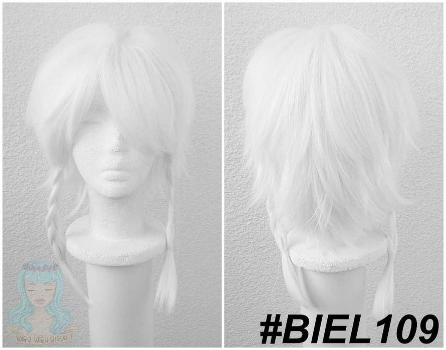 Biała krótka peruka z warkoczami cosplay wig Eli Clark Identity V