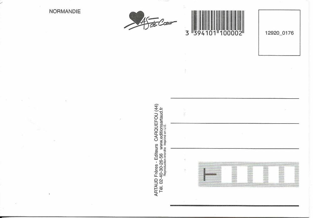 Pocztówka z mapką  Normandia - Francja