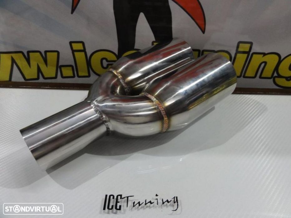 Ponteiras de escape 100% inox de dupla saída 2x 89mm x 340MM