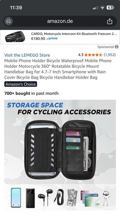 Suporte telemovel impermeavel para mota ou bicicleta